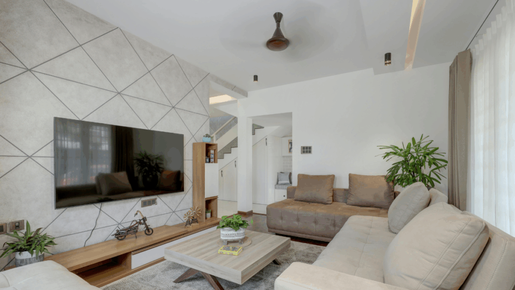 Nowoczesny salon z telewizorem