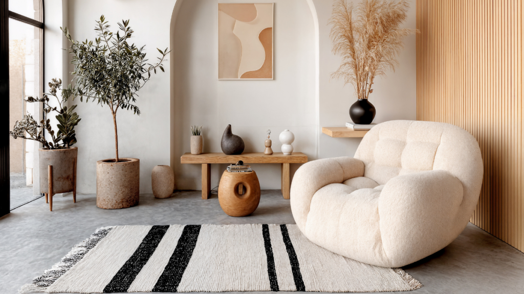 Wnętrze w naturalnych kolorach inspirowane zasadami feng shui