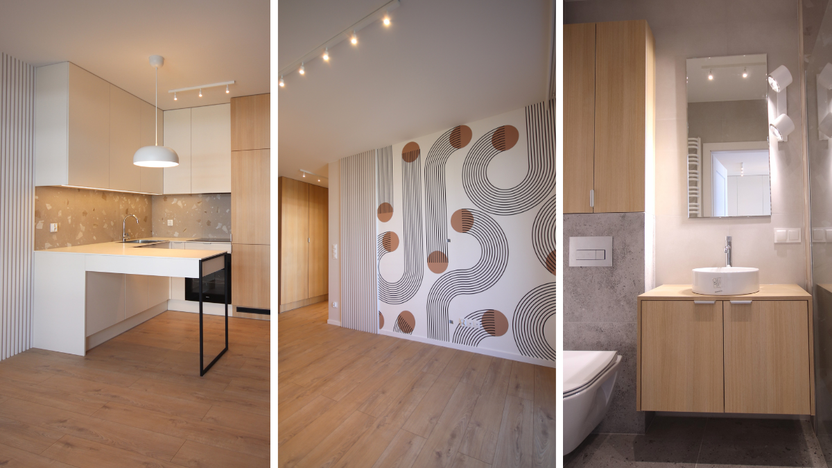 wykończenie mieszkania w jasnych kolorach