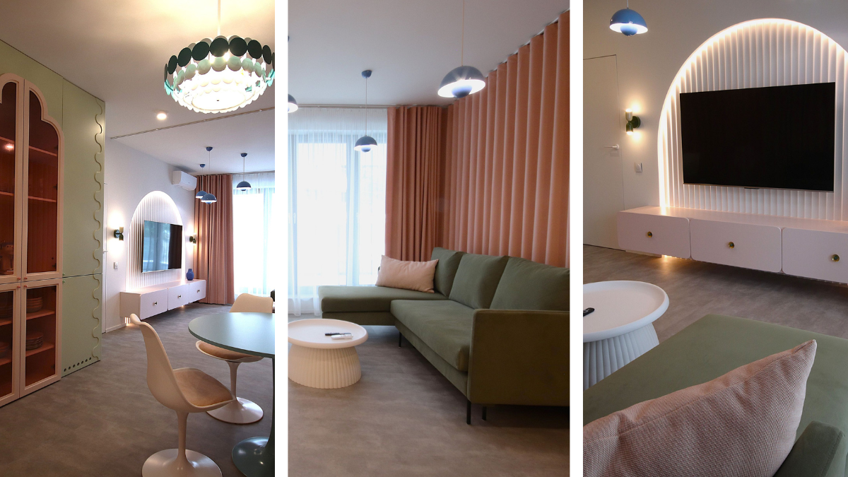 Wykończenie pod klucz pastelowego mieszkania z łukami